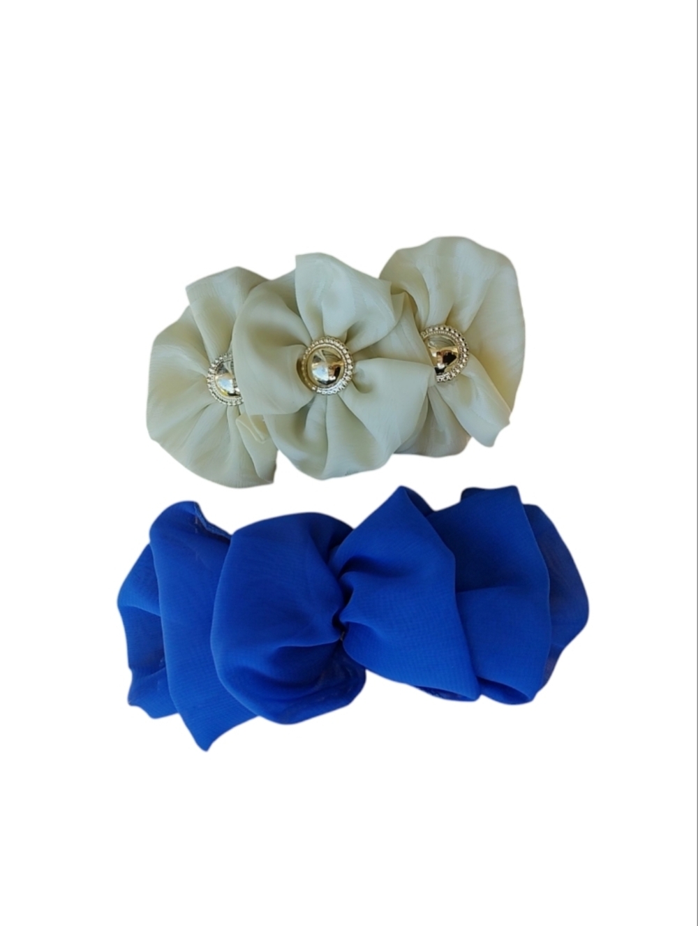 Vintage Navy And Cream Hair Bows
